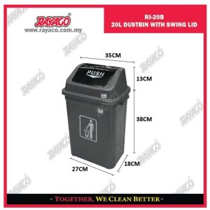 (RI20B) TEMPAT SAMPAH 20L DENGAN TUTUP AYUN