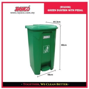 (RI100G) TEMPAT SAMPAH HIJAU DENGAN PEDAL