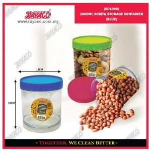 (SC1000) WADAH PENYIMPANAN 1000ML DENGAN TUTUP PUTAR (BIRU)