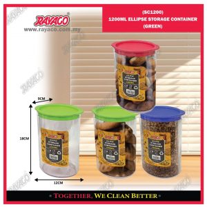 (SC1200) WADAH PENYIMPANAN ELIPS 1200ML (HIJAU)