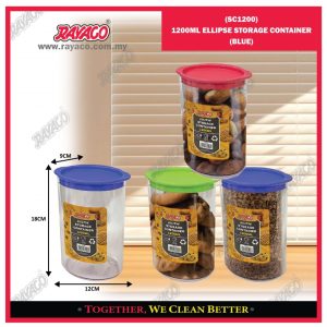 (SC1200) WADAH PENYIMPANAN ELIPS 1200ML (BIRU)