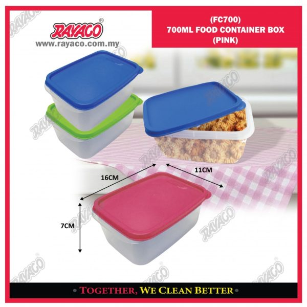 (FC700) KOTAK MAKANAN 700ML (MERAH MUDA)
