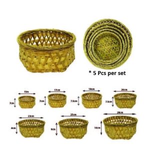 (S5) KERANJANG BAMBU 5 PCS UNTUK MEMBUAT KUE