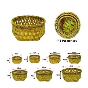 (S3) KERANJANG BAMBU 3 PCS UNTUK MEMBUAT KUE