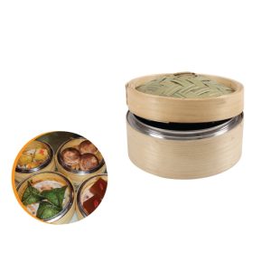 KUKUSAN BAMBU DENGAN BINGKAI & TUTUP STAINLESS STEEL