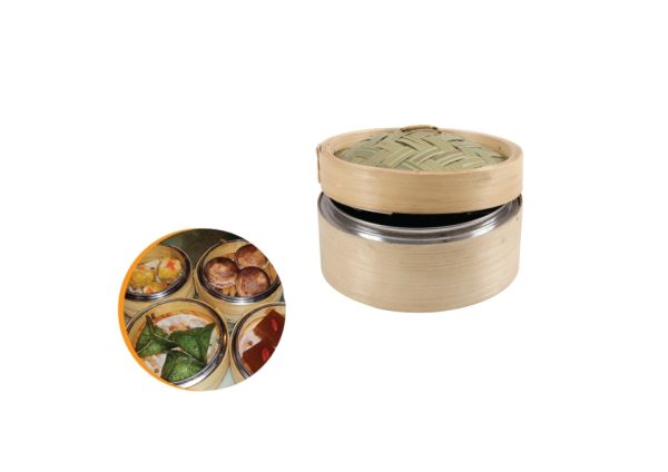 KUKUSAN BAMBU DENGAN BINGKAI & TUTUP STAINLESS STEEL