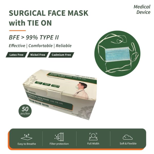 MASKER BEDAH 3 LAPIS DENGAN TALI IKAT (WARNA BIRU MUDA)