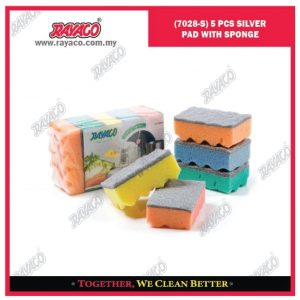 (7028-S) 5 PCS BANTALAN (PAD) SILVER DENGAN SPONS